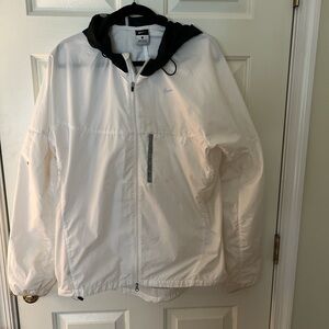 Nike Men's White Windbreaker with Black Hood